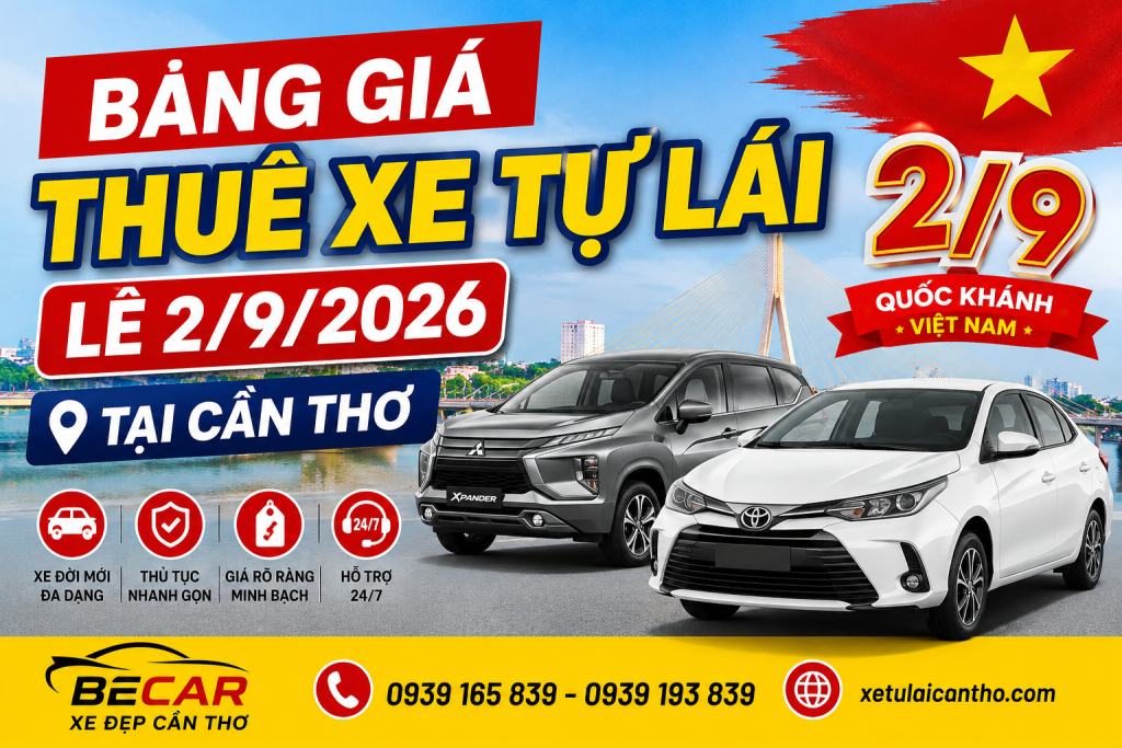 bảng giá thuê xe tự lái 2/9